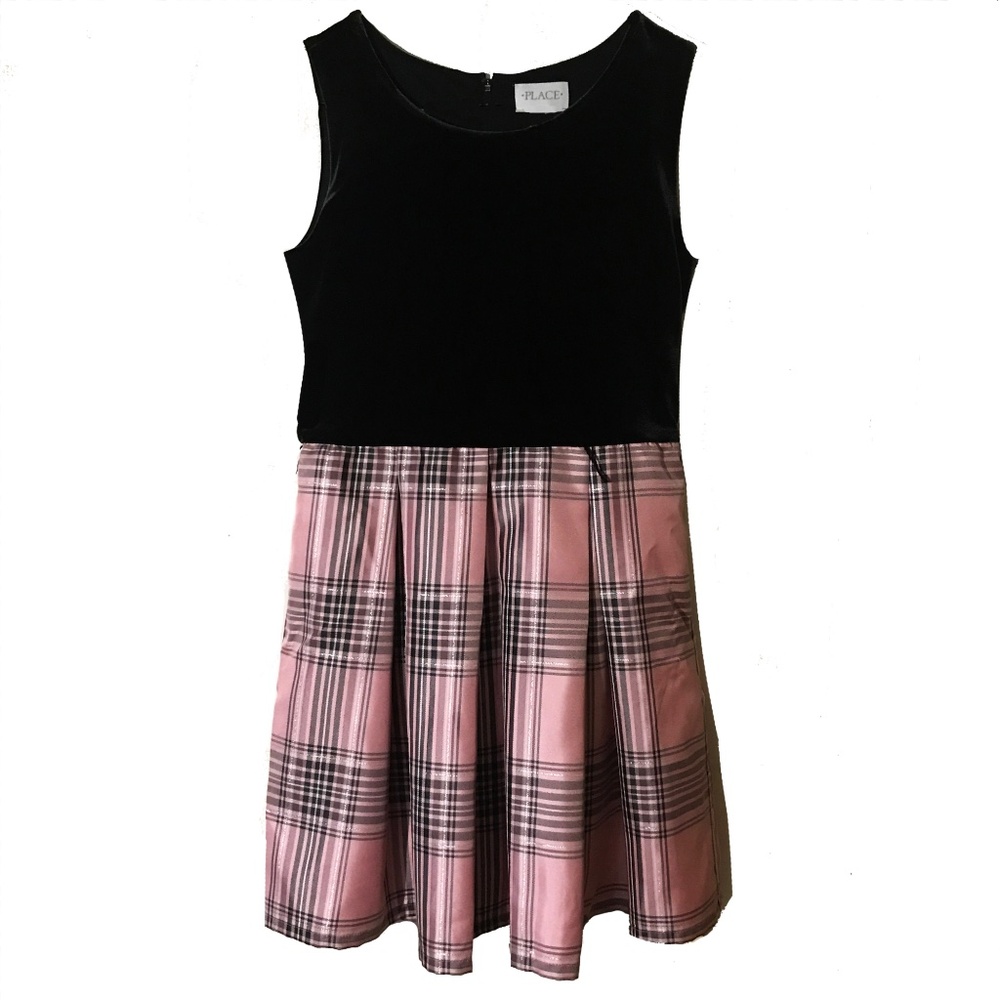 Place Girl's Velvet & Plaid Dress Size 12